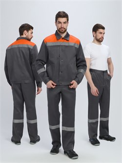 Костюм Лигор-1 СОП (тк.Смесовая,210) брюки, т.серый/оранжевый Р87479240