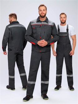 Костюм Флофт-2 Премиум СОП (тк.Смесовая,240) п/к, т.серый/серый/красный Р87491538