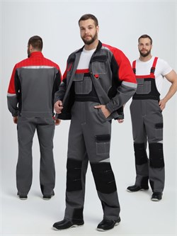 Костюм Вектрон-2 (тк.Смесовая МВО,240) п/к, серый/черный/красный Р87491531