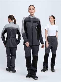Костюм женский Вектрон-1 (тк.Смесовая,240) брюки, т.серый/св.серый/черный Р87489785